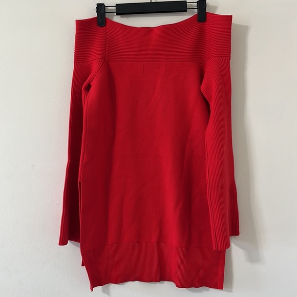 NEW Anthropologie Red Elise Ribbed Off The Shoulder Tunic Sweater Size XS - Picture 9 of 9
